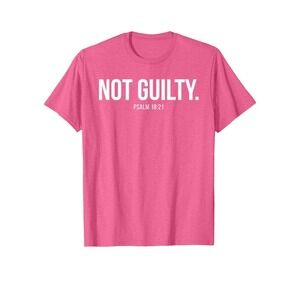Not‎ Guilty Psalm 18:21 Christian Bible Verse Graphic Pink T-Shirt Women-XL
